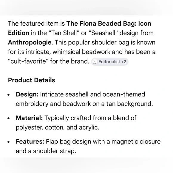 NWT new Anthropologie Fiona beaded sea shell seashell Tan Shoulder Bag purse - Picture 4 of 17